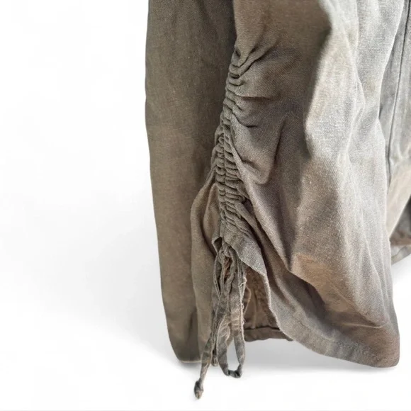 Cato 18/20 Linen Blend Wide Leg Cropped Pants Olive Green - Picture 3 of 8